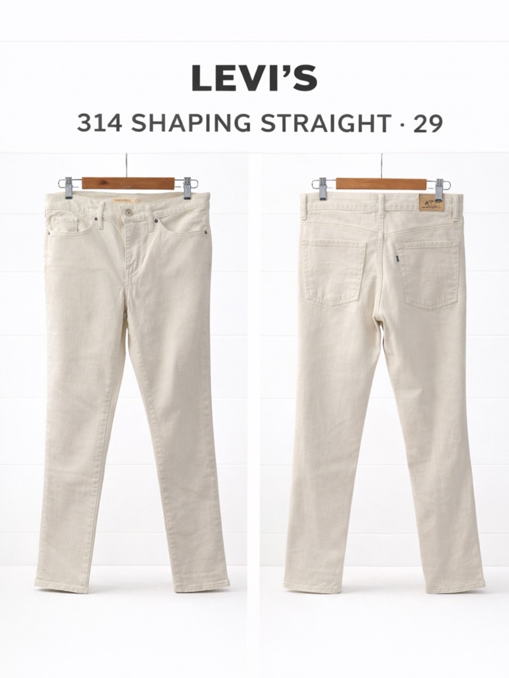 Levi’s 314 Shaping Straight Jeans Size 29 High Rise Straight Leg White Denim